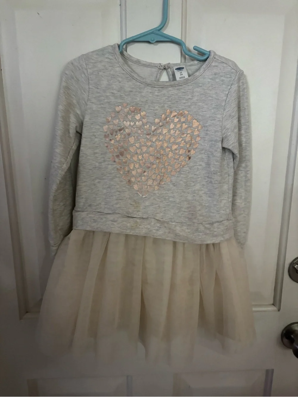 Old Navy Gray Sweatshirt Dress with Rose Gold Heart